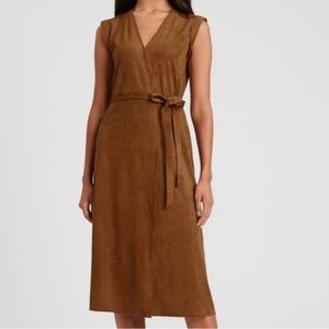 Banana Republic Vegan Suede Brown Midi Wrap Dress
